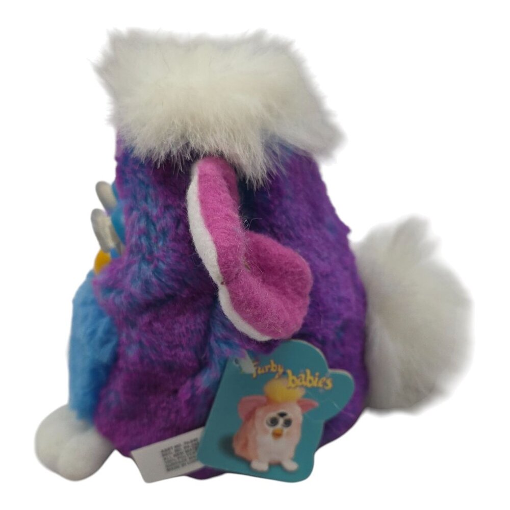 1999 Furby Babies Interactive Toy Pink Purple White Fur Tiger Electronics w/ Tag - Picture 3 of 11